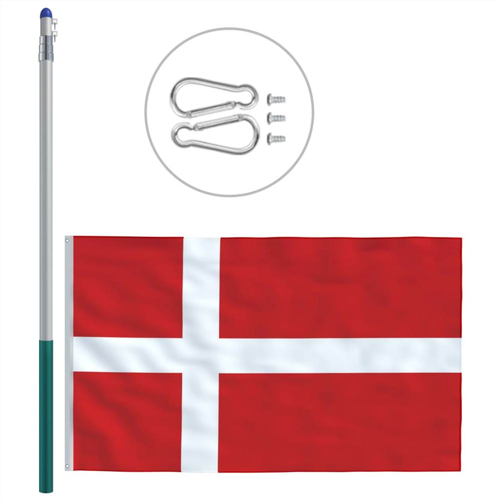 Denmark Flag and Pole Aluminium 6 m
