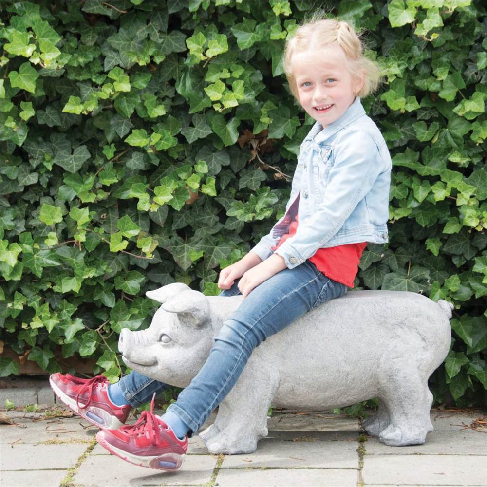 Esschert Design Stone Garden Bench Pig Grey AV13