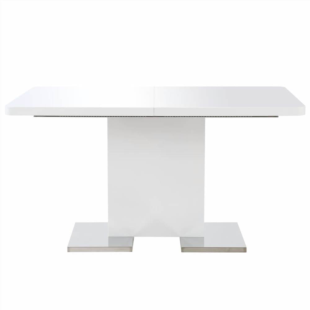 Extendable Dining Table High Gloss White 180x90x76 cm MDF