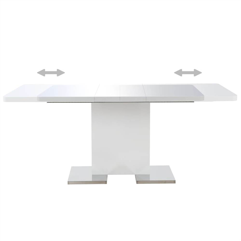 Extendable Dining Table High Gloss White 180x90x76 cm MDF