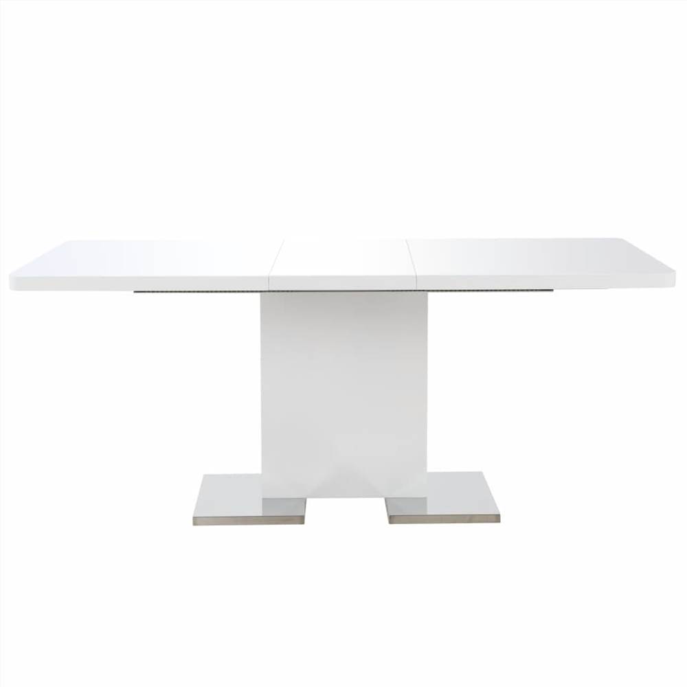Extendable Dining Table High Gloss White 180x90x76 cm MDF
