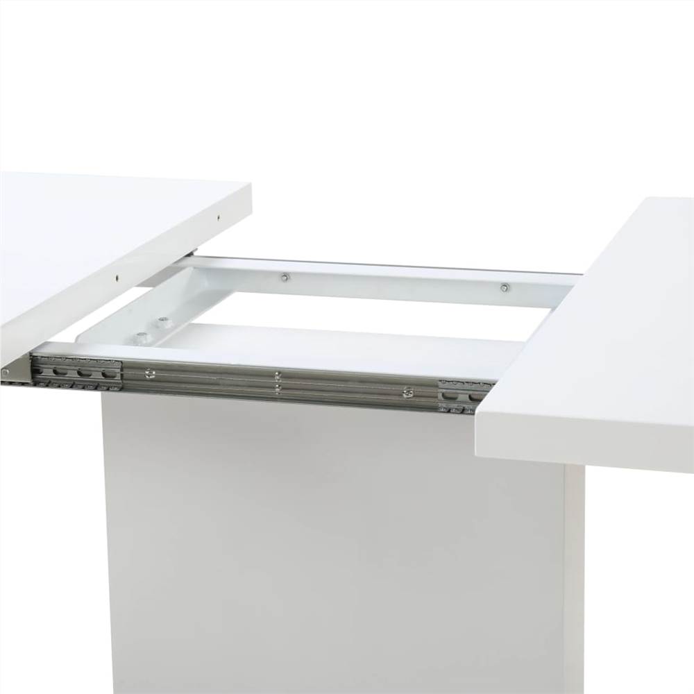 Extendable Dining Table High Gloss White 180x90x76 cm MDF