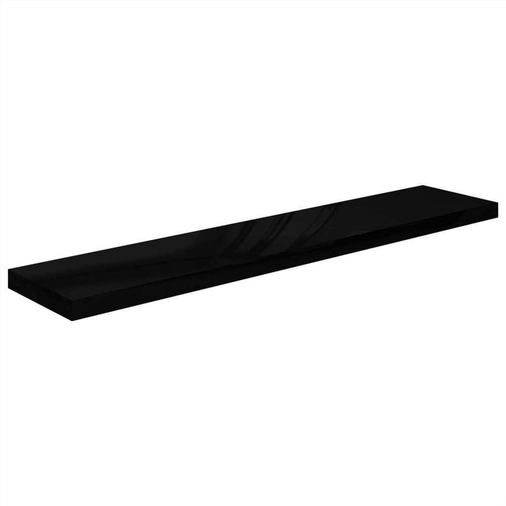 Floating Wall Shelves 2 pcs High Gloss Black 120x23.5x3.8 cm MDF