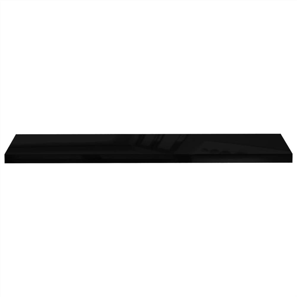 Floating Wall Shelves 2 pcs High Gloss Black 120x23.5x3.8 cm MDF