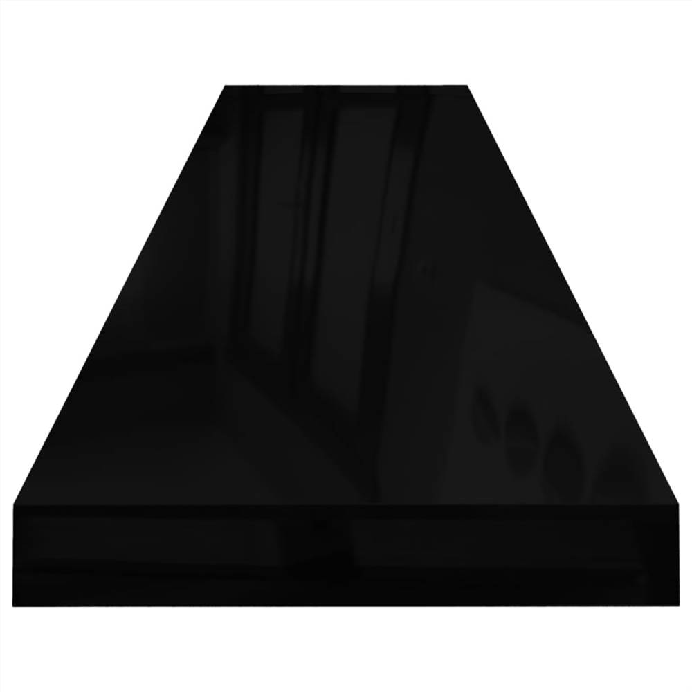 Floating Wall Shelves 2 pcs High Gloss Black 120x23.5x3.8 cm MDF