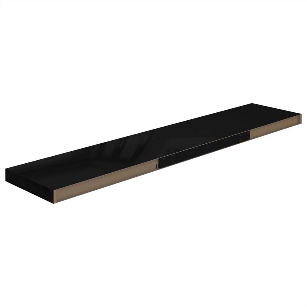 Floating Wall Shelves 2 pcs High Gloss Black 120x23.5x3.8 cm MDF