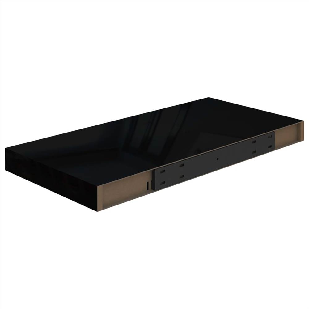 Floating Wall Shelves 4 pcs High Gloss Black 50x23x3.8 cm MDF