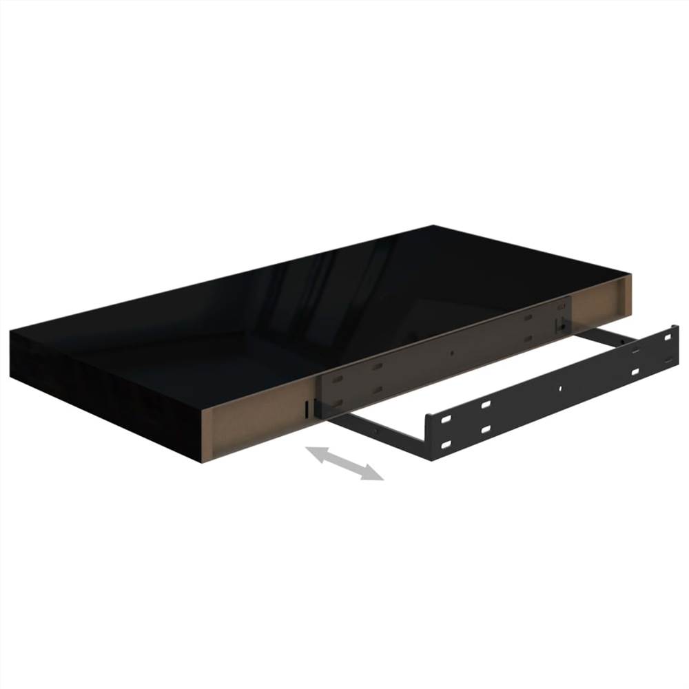 Floating Wall Shelves 4 pcs High Gloss Black 50x23x3.8 cm MDF