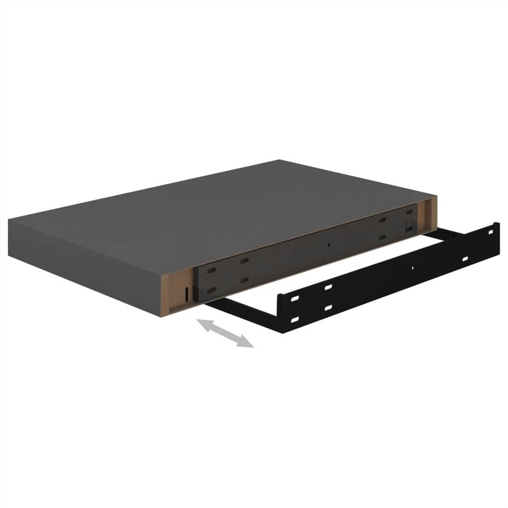 Floating Wall Shelves 4 pcs High Gloss Grey 40x23x3.8 cm MDF