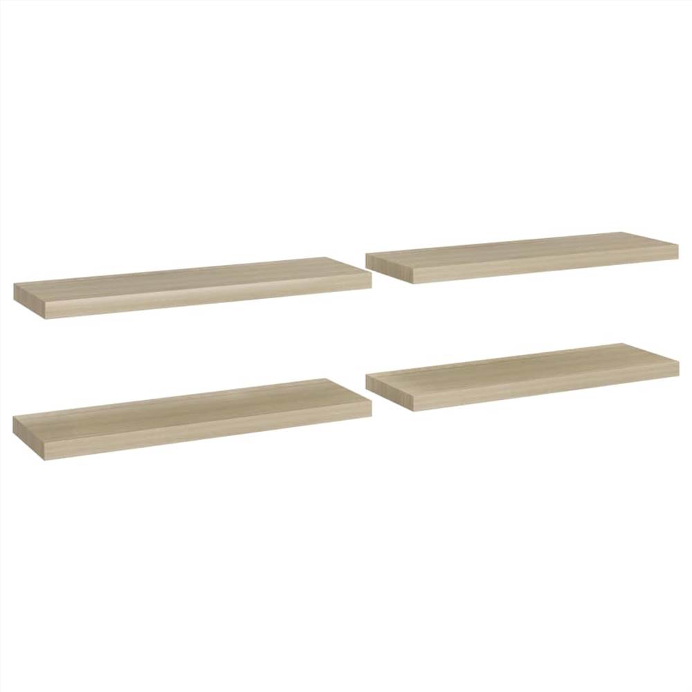 Floating Wall Shelves 4 pcs Oak 80x23.5x3.8 cm MDF
