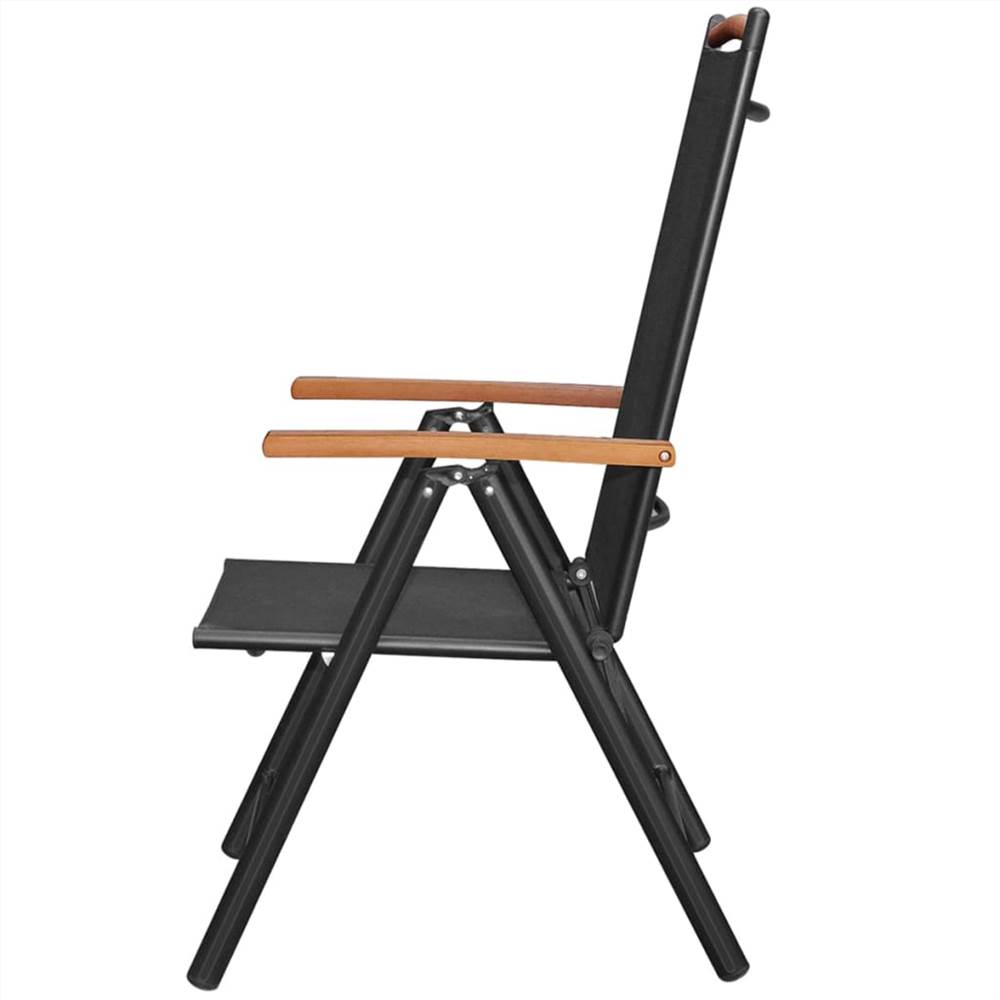 Folding Garden Chairs 2 pcs Aluminium and Textilene Black