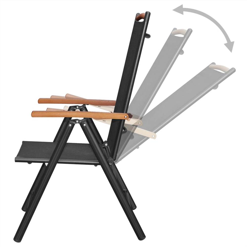 Folding Garden Chairs 2 pcs Aluminium and Textilene Black