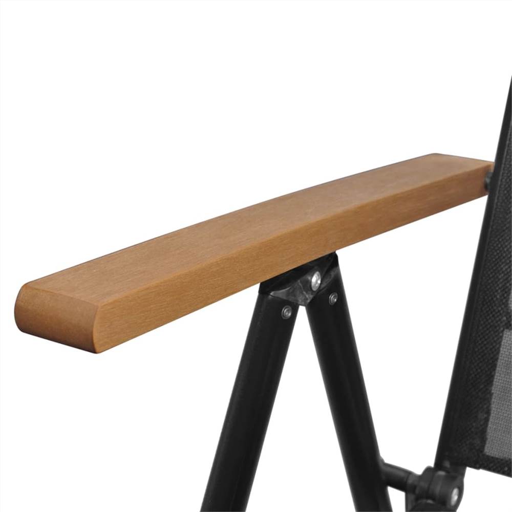 Folding Garden Chairs 2 pcs Aluminium and Textilene Black