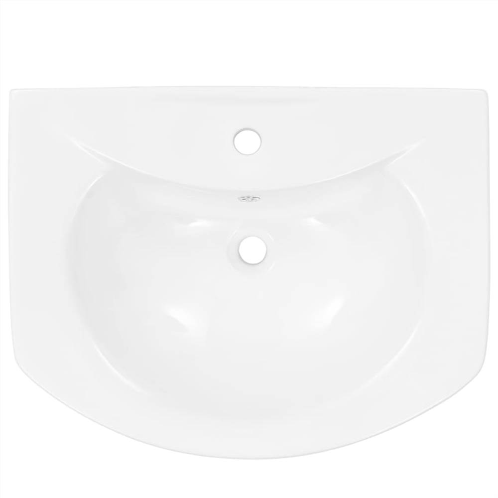 Freestanding Basin with Pedestal Ceramic White 650x520x200 mm
