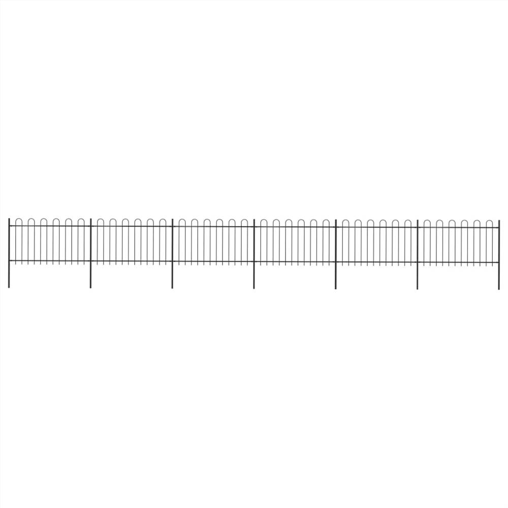 Garden Fence with Hoop Top Steel 10.2x1 m Black