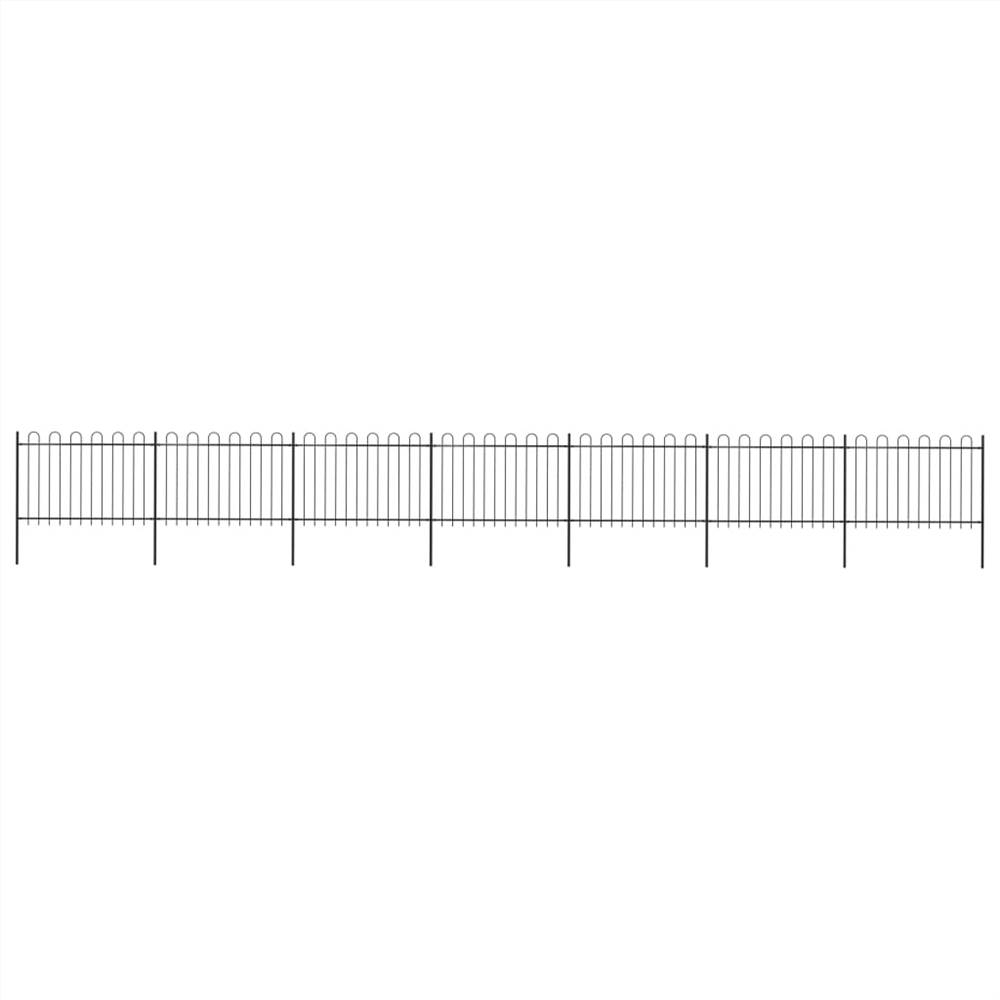 Garden Fence with Hoop Top Steel 11.9x1.2 m Black