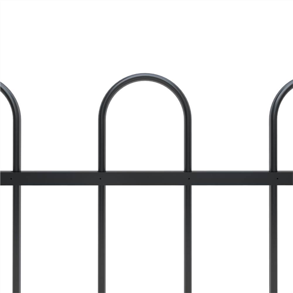 Garden Fence with Hoop Top Steel 11.9x1.2 m Black