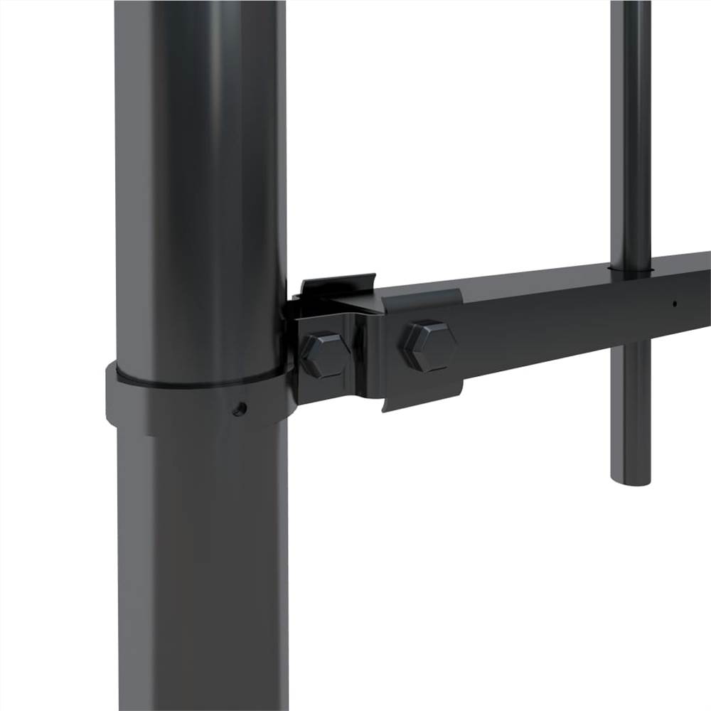 Garden Fence with Hoop Top Steel 11.9x1.2 m Black
