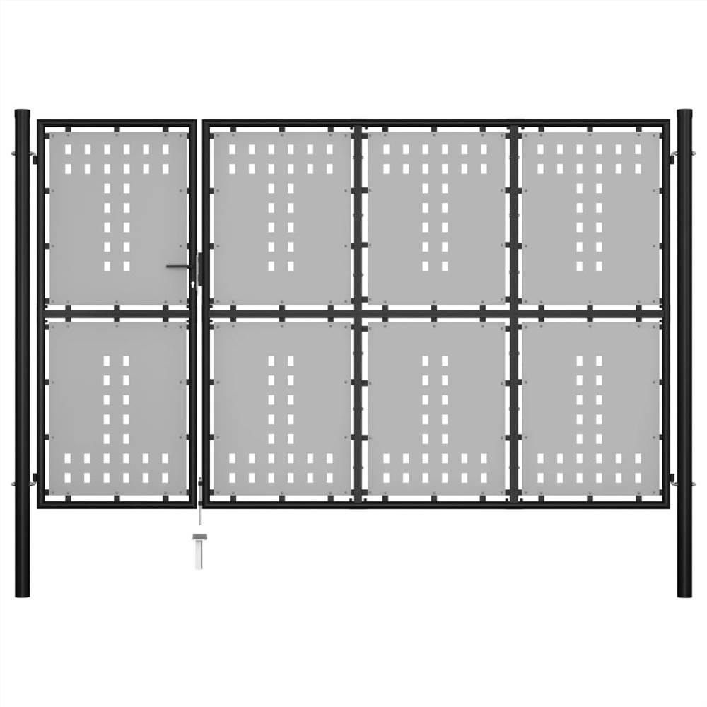Garden Gate Steel 350x200 cm Black