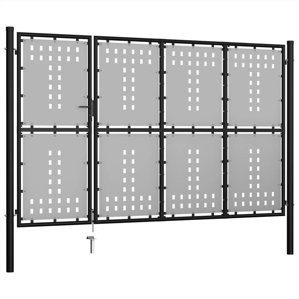 Garden Gate Steel 350x200 cm Black