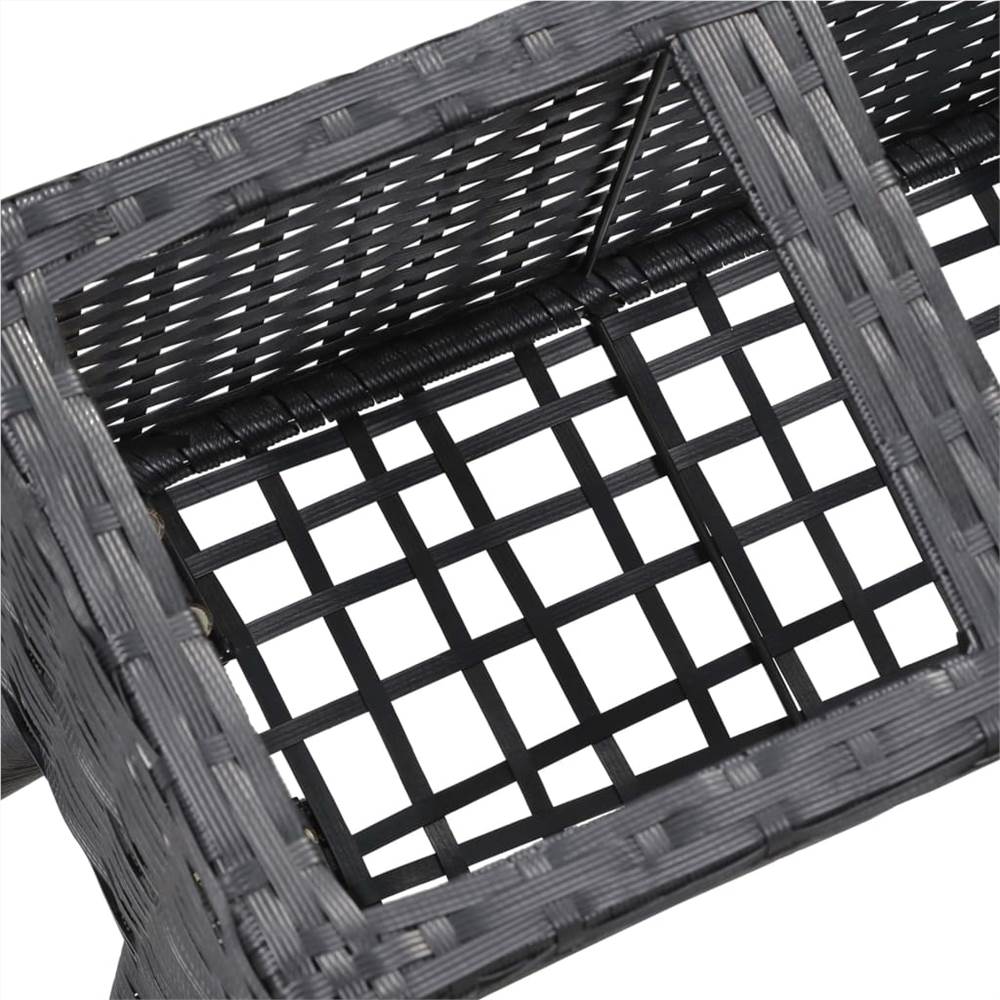 Garden Raised Bed with Legs and 5 Pots 118x25x50 cm Poly Rattan Black