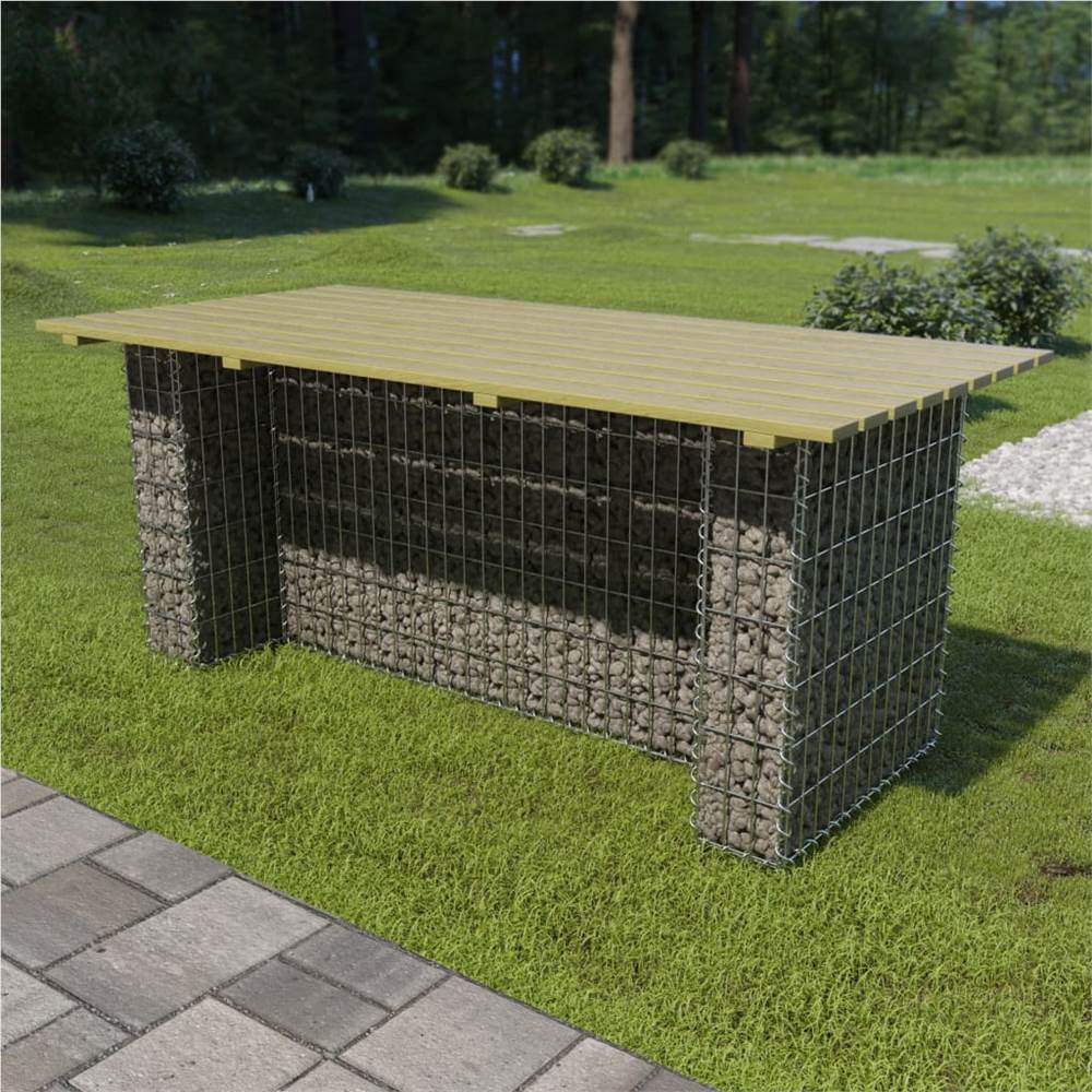 Garden Table with Steel Gabion 180x90x74 cm Pinewood