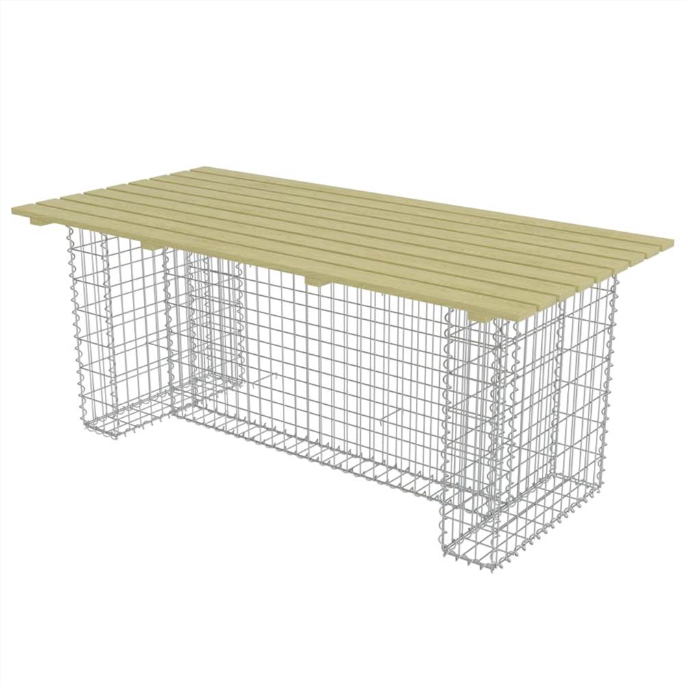 Garden Table with Steel Gabion 180x90x74 cm Pinewood