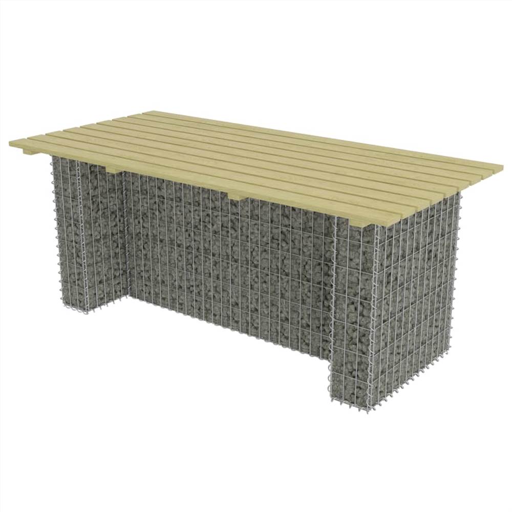 Garden Table with Steel Gabion 180x90x74 cm Pinewood