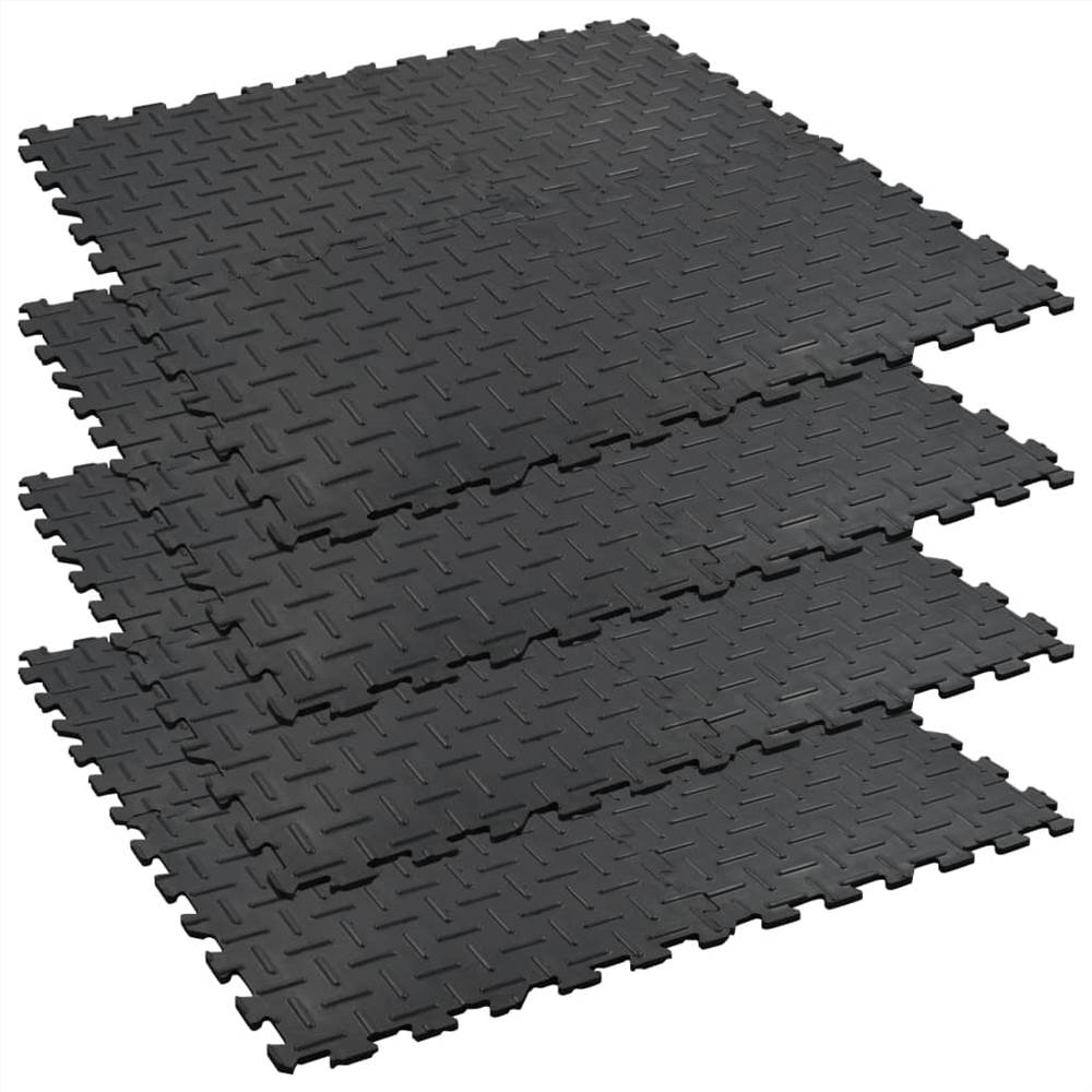Interlocking Horse Stable Mats 4pcs Rubber 60x60cm 12mm Groove
