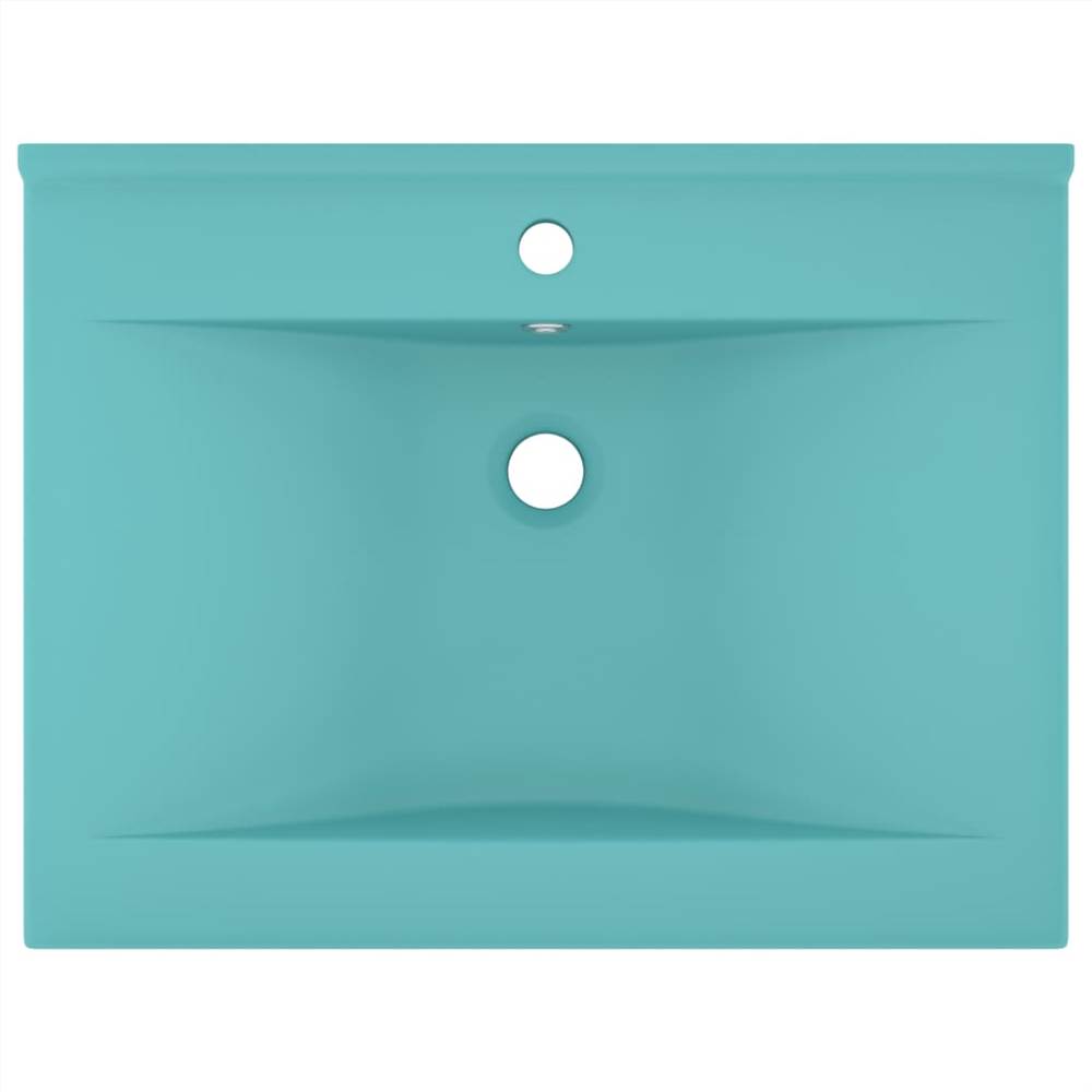 Luxury Basin with Faucet Hole Matt Light Green 60x46 cm Ceramic