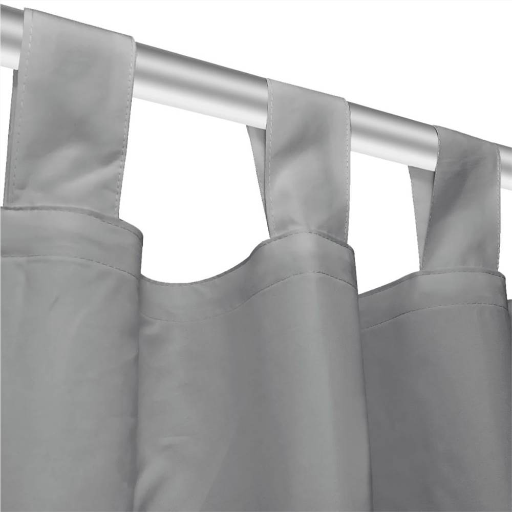 Micro-Satin Curtains 2 pcs with Loops 140x225 cm Grey