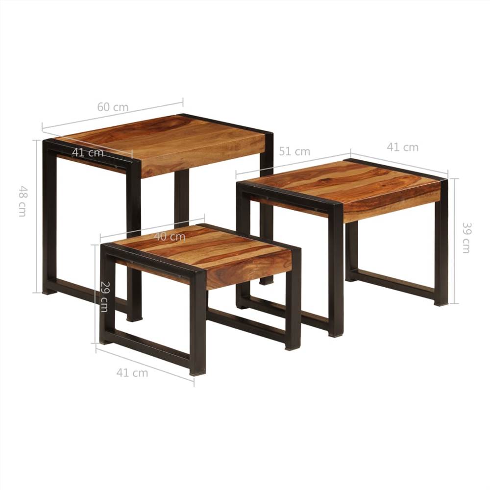 Nesting Tables 3 pcs Solid Sheesham Wood