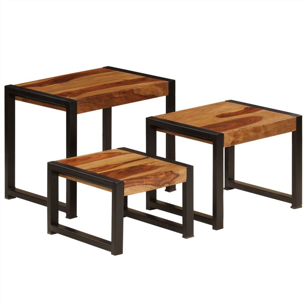 Nesting Tables 3 pcs Solid Sheesham Wood