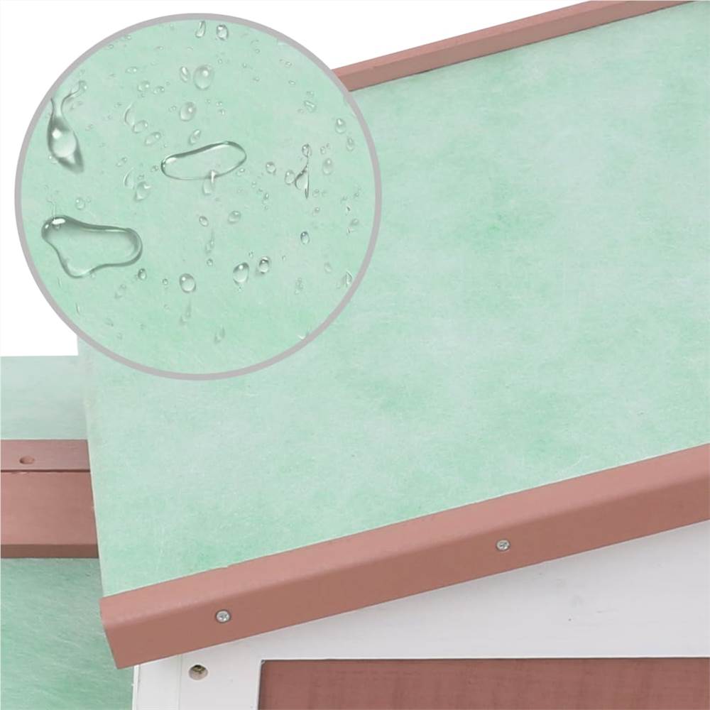 Outdoor Large Rabbit Hutch Brown and White 145x45x85 cm Wood