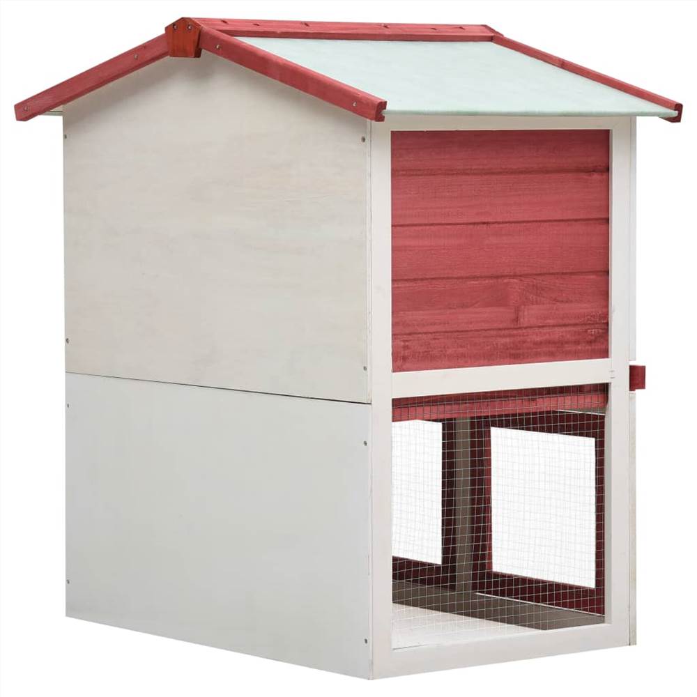 Outdoor Rabbit Hutch 3 Doors Red Wood