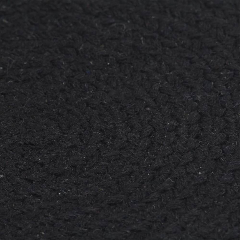 Placemats 4 pcs Plain Black 38 cm Round Cotton