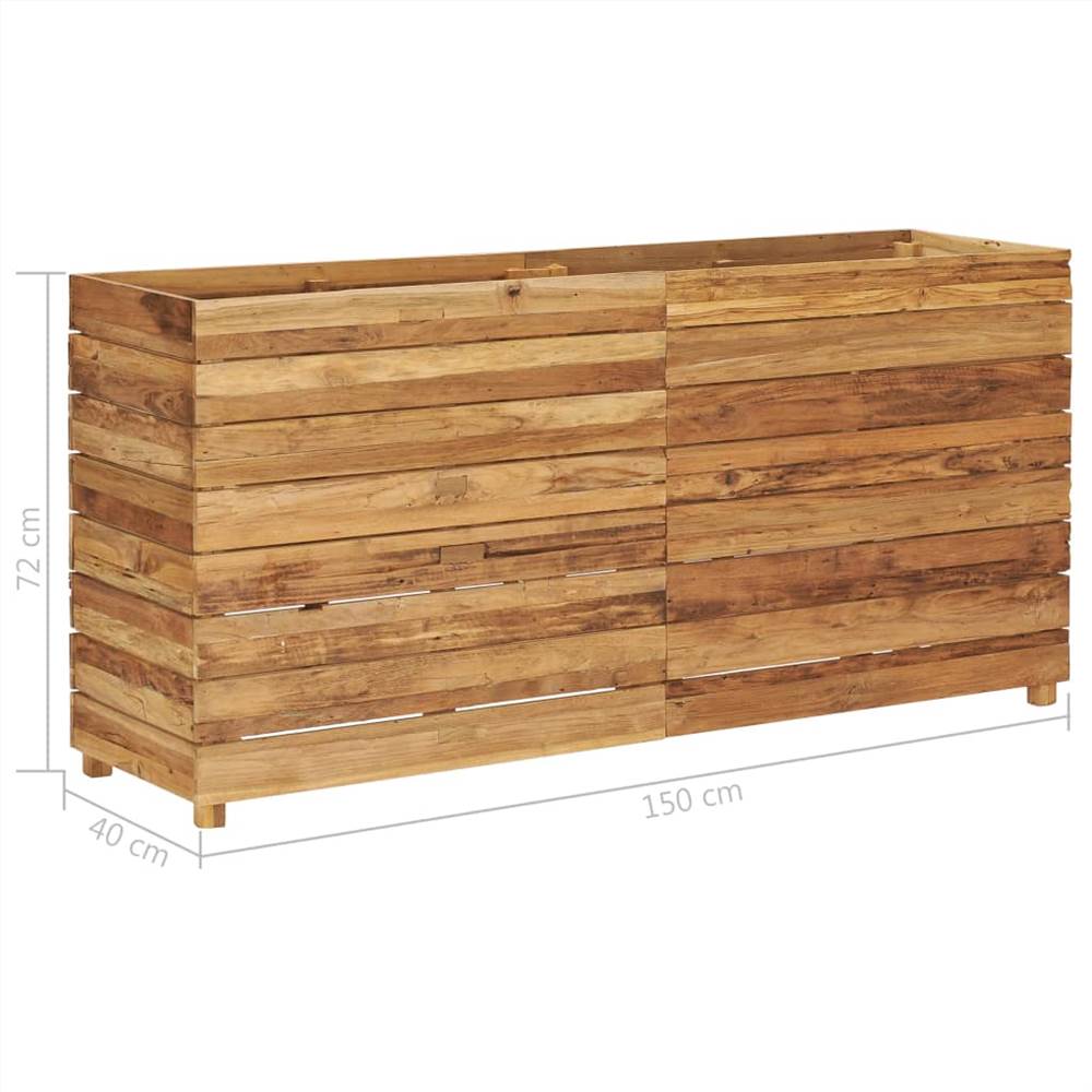 Raised Bed 150x40x72 cm Recycled Teak and Steel