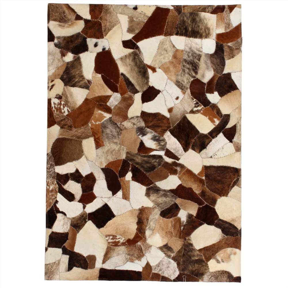 Rug Genuine Leather Patchwork 160x230 cm Random Brown/White