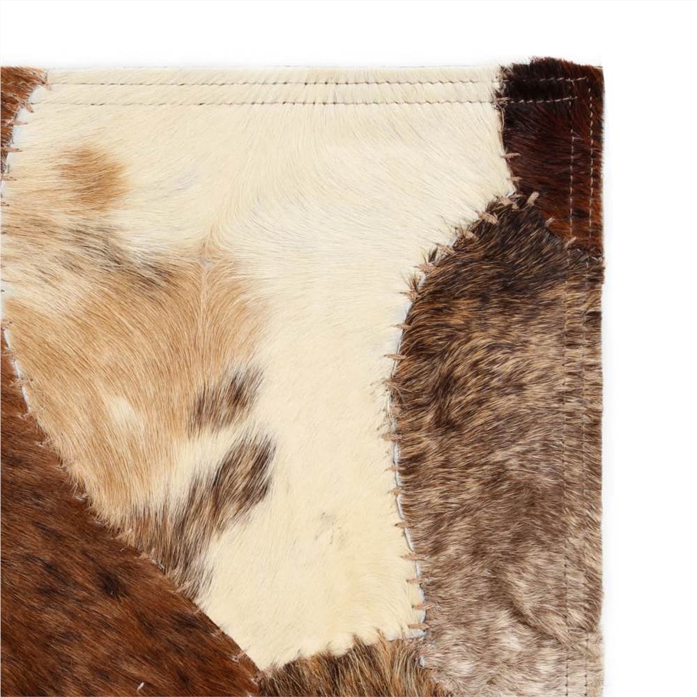 Rug Genuine Leather Patchwork 160x230 cm Random Brown/White
