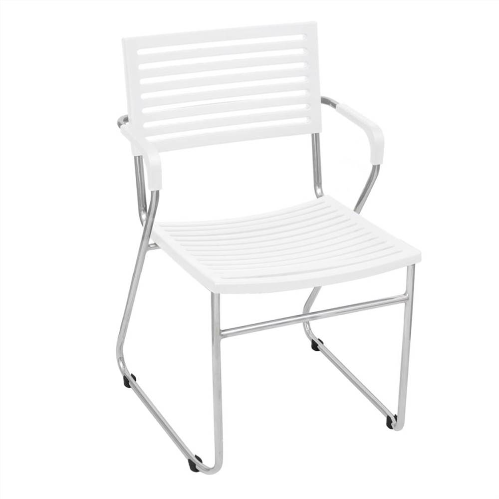 Stacking Dining Chairs 2 pcs White Plastic