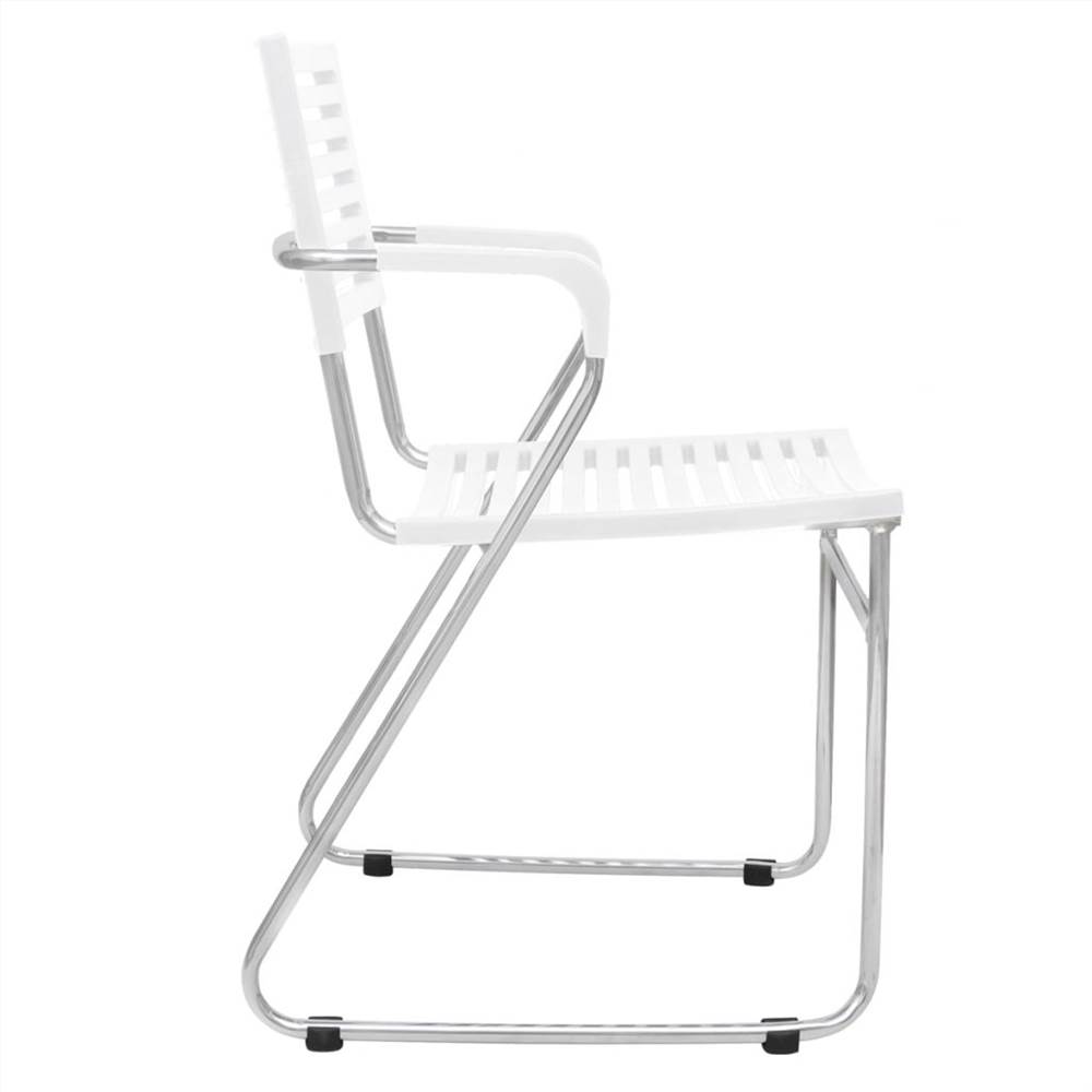 Stacking Dining Chairs 2 pcs White Plastic