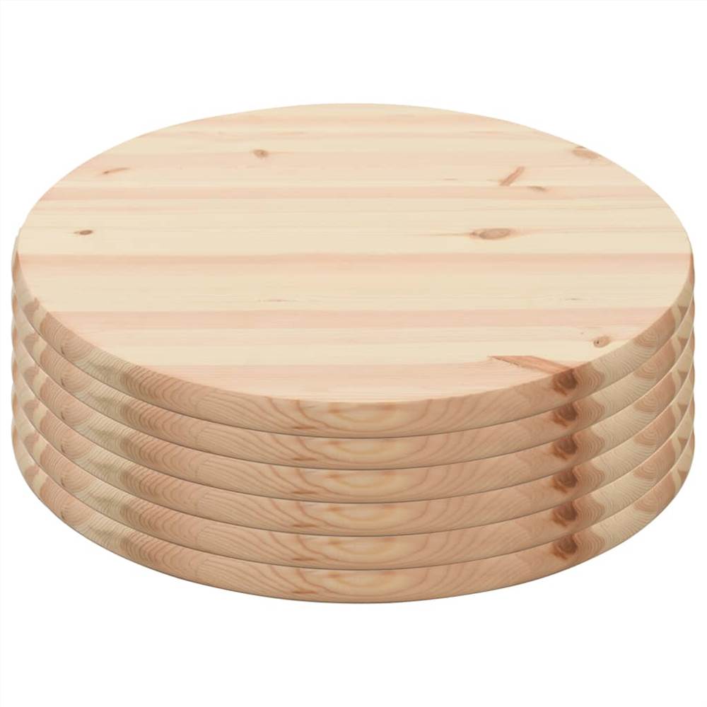 Table Tops Natural Pinewood 6 pcs Round 25 mm 60 cm