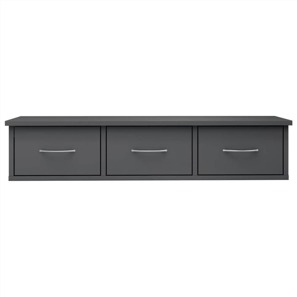 Wall Drawer Shelf High Gloss Grey 88x26x18.5 cm Chipboard