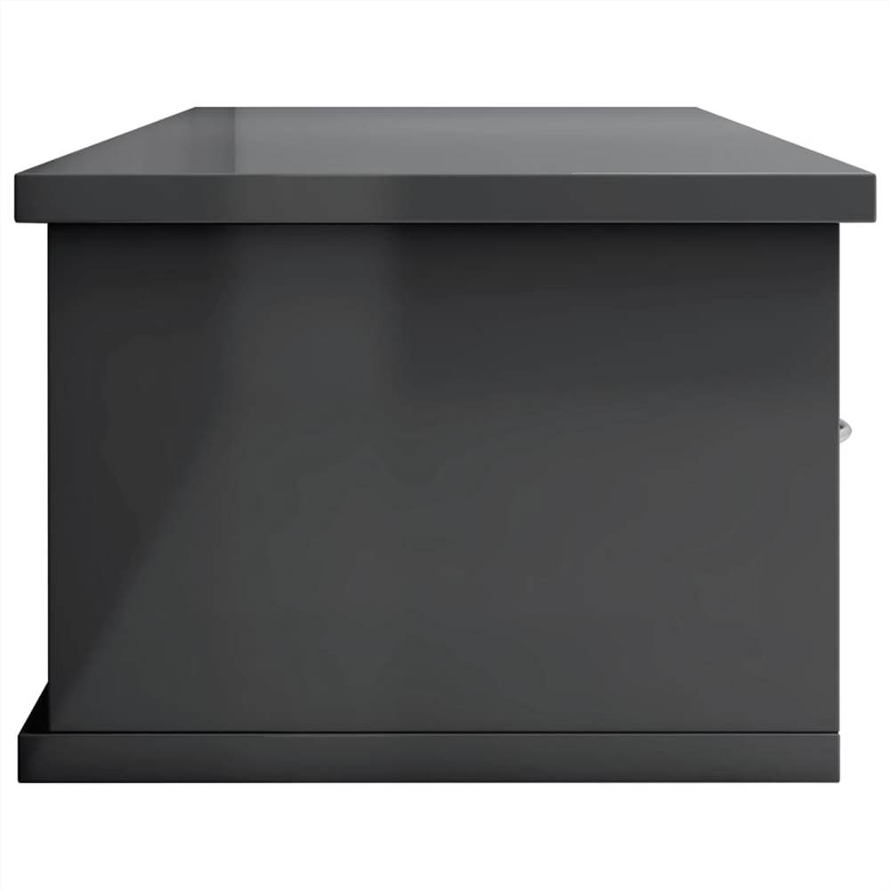 Wall Drawer Shelf High Gloss Grey 88x26x18.5 cm Chipboard