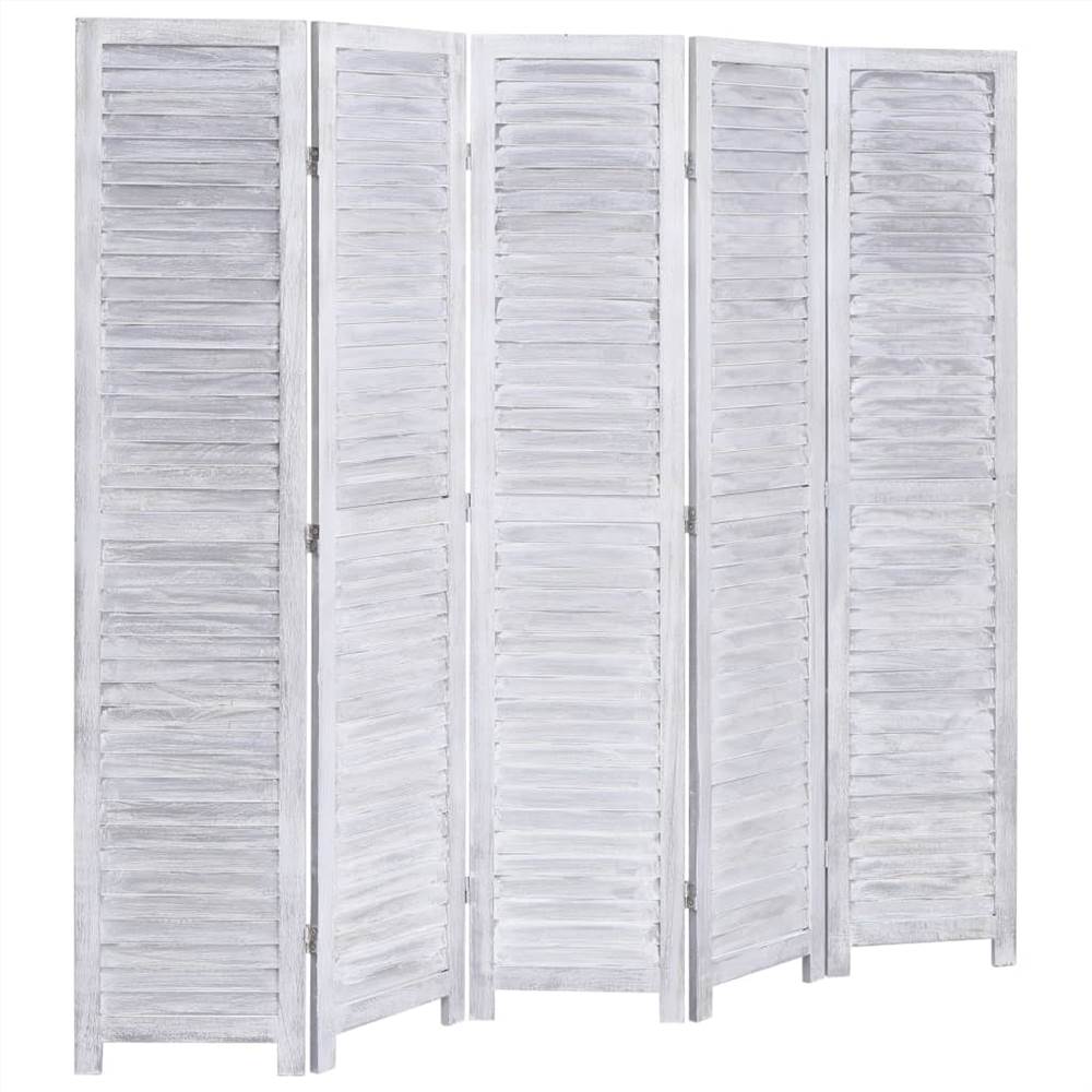 5-Panel Room Divider Grey 175x165 cm Wood