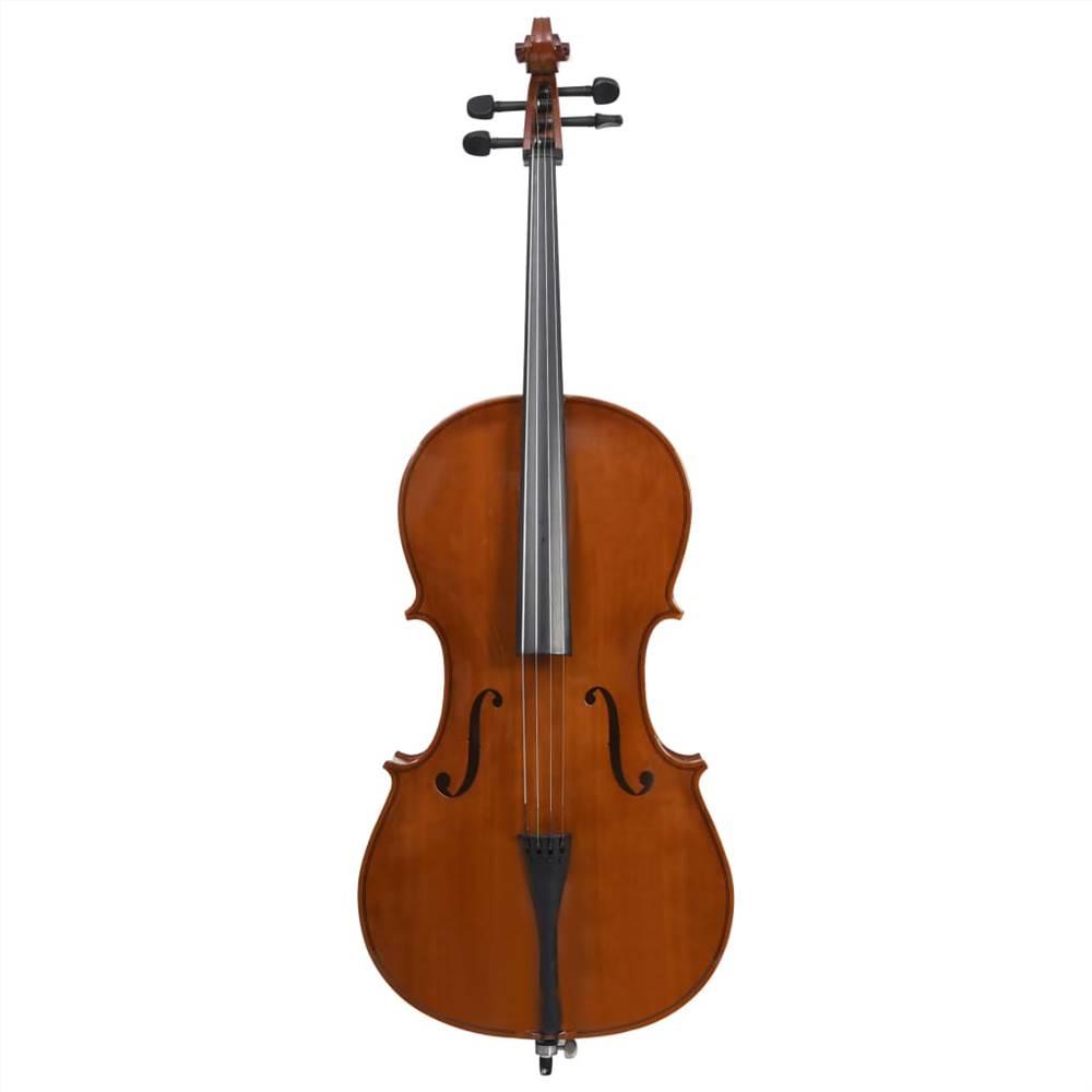 Cello Full Set with Bag and Natural Hair Bow Dark Wood 4/4