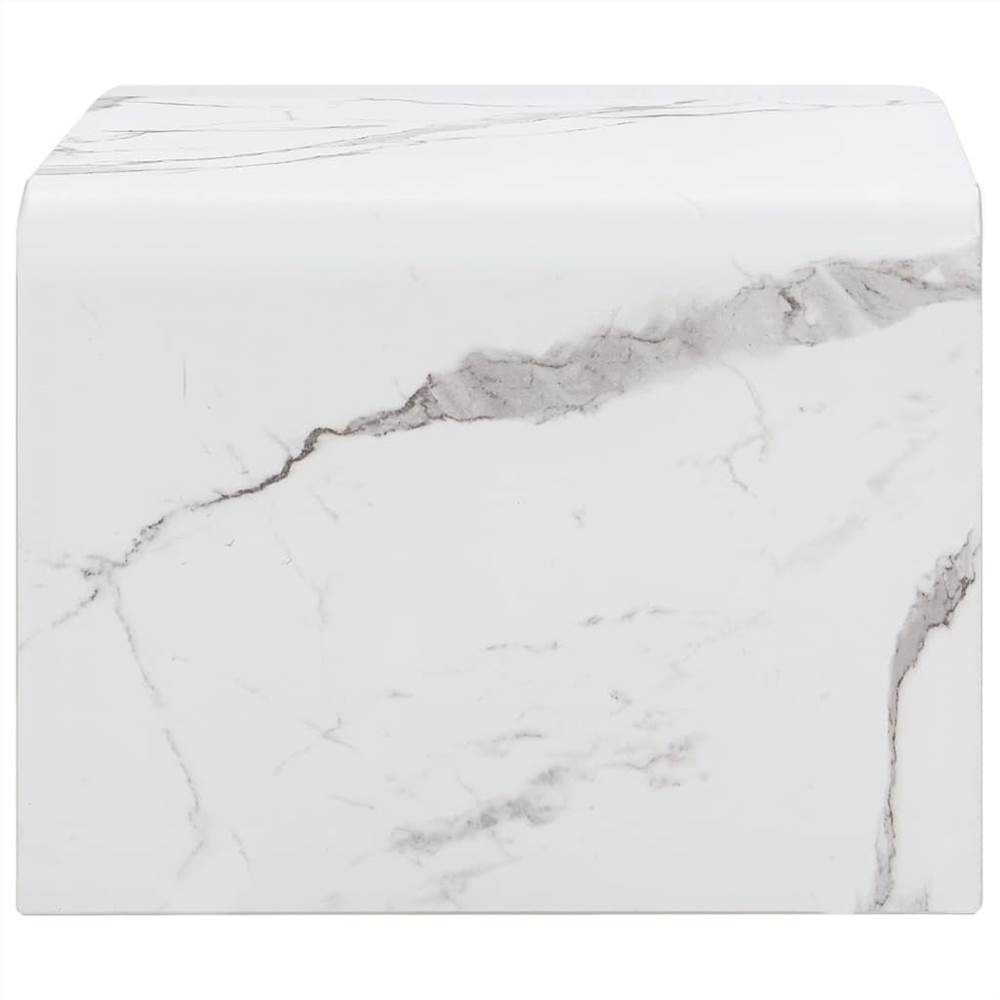 Coffee Table White Marble 50x50x45 cm Tempered Glass