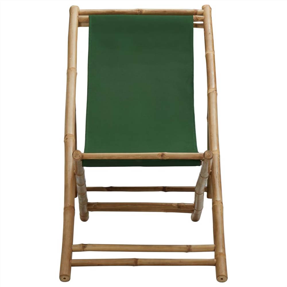 Deck Chair Bamboo and Canvas Green