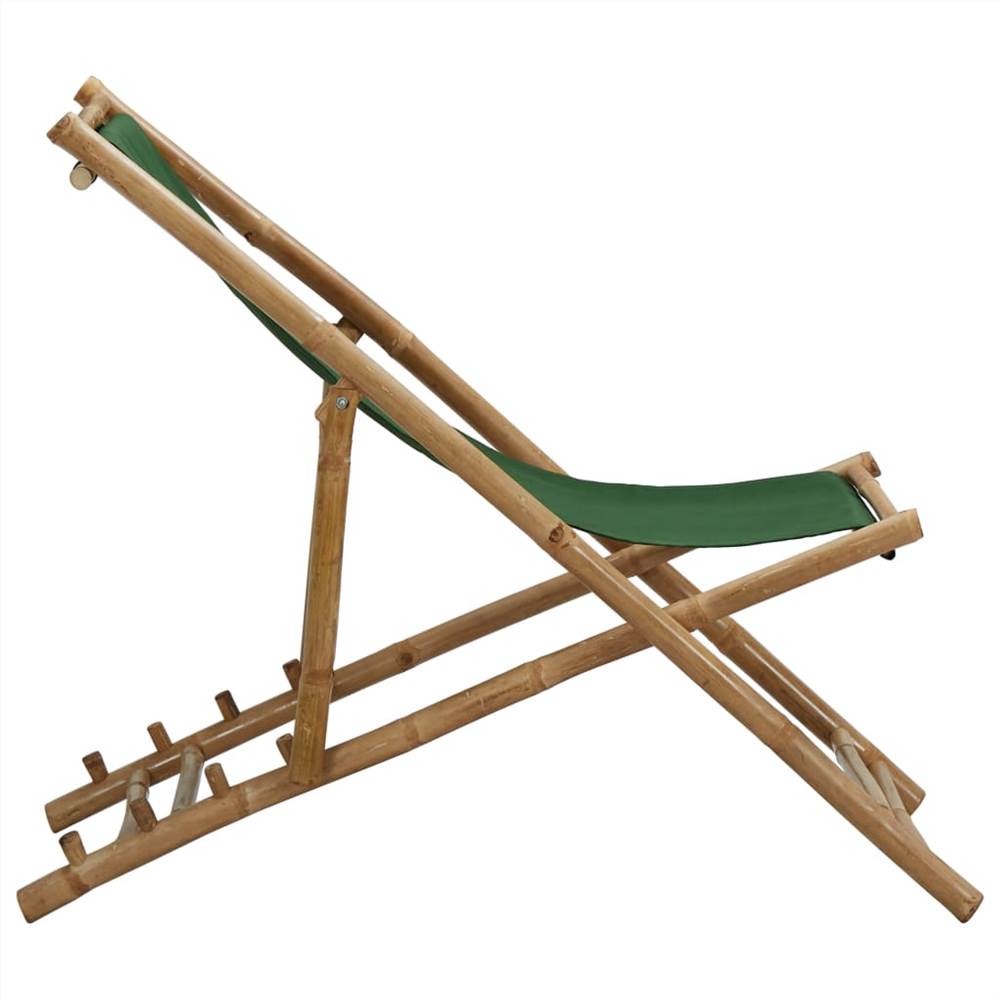 Deck Chair Bamboo and Canvas Green