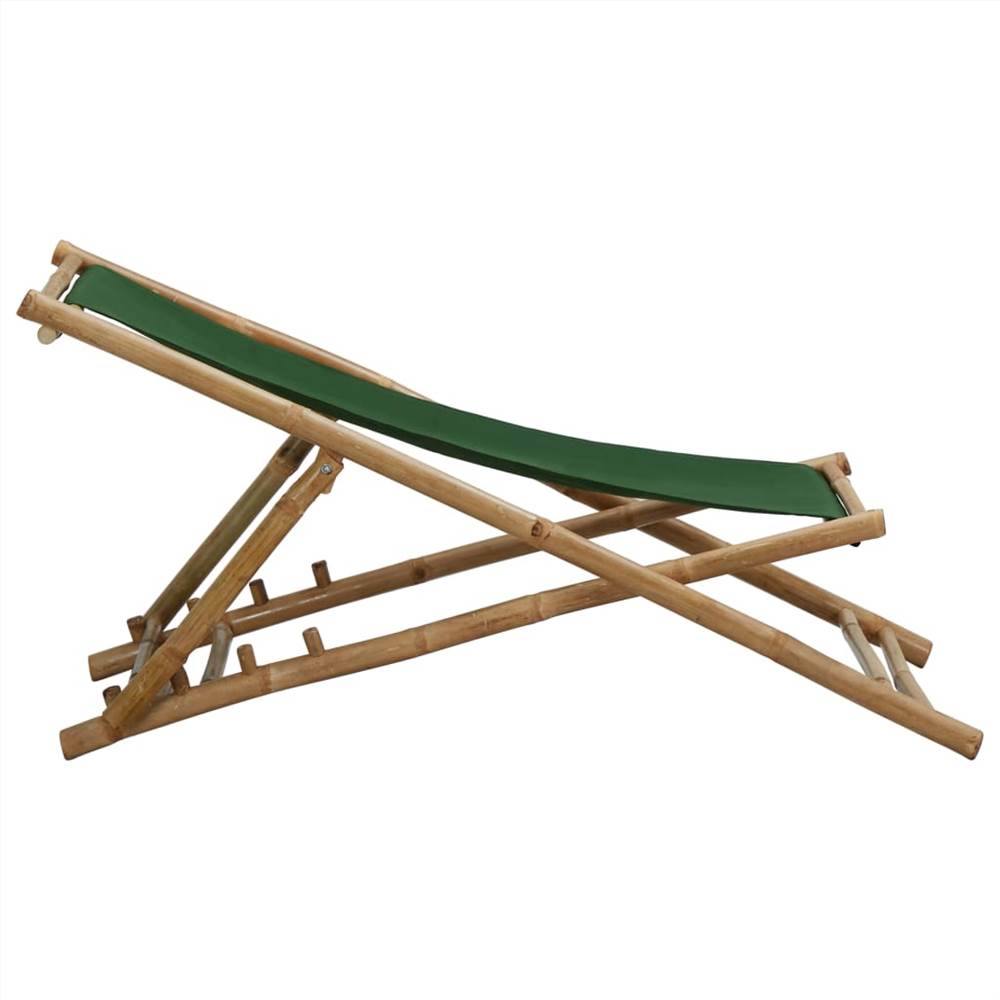 Deck Chair Bamboo and Canvas Green